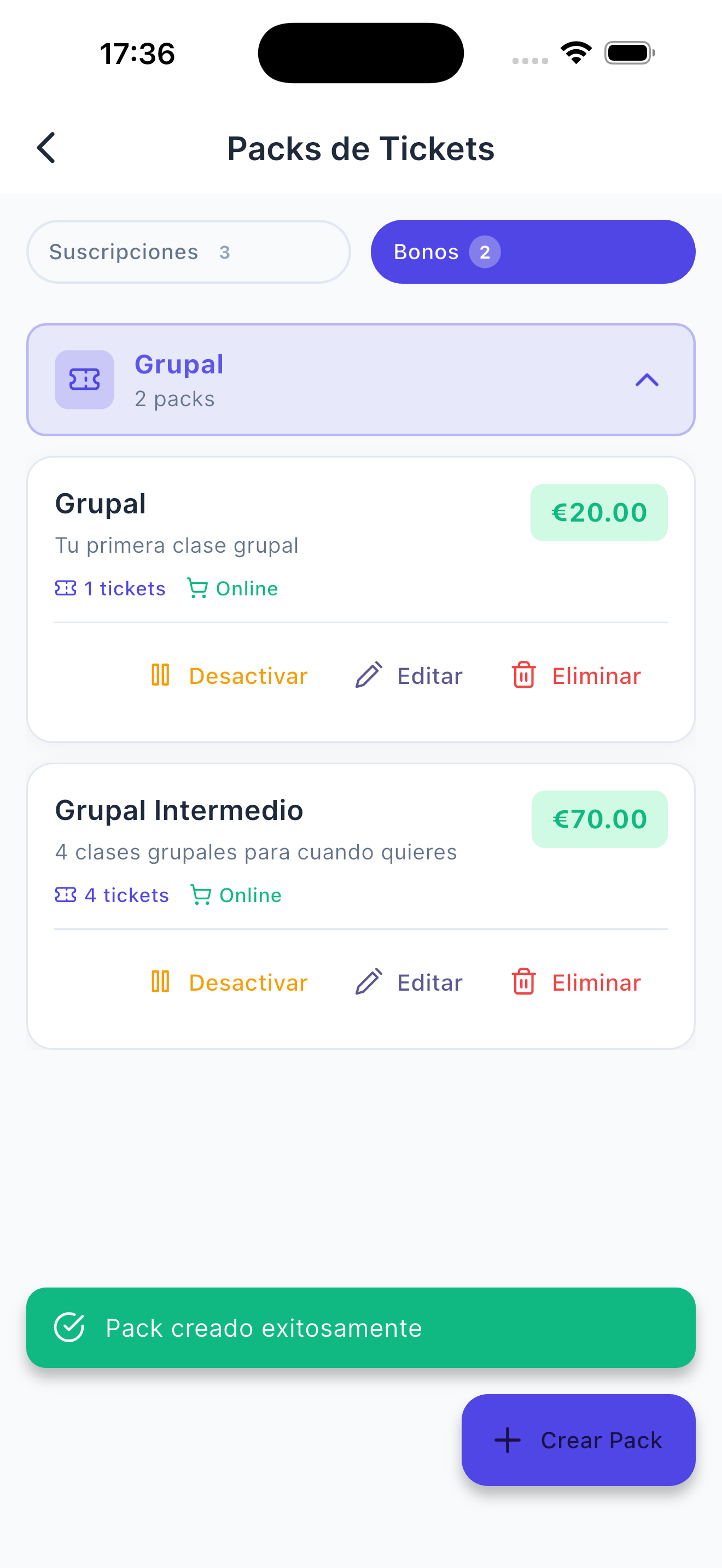 Packs y bonos